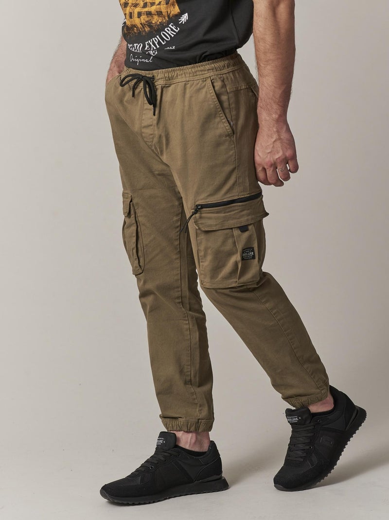 Pantalon cargo en coton  'Deeluxe' Kaki - Kiabi