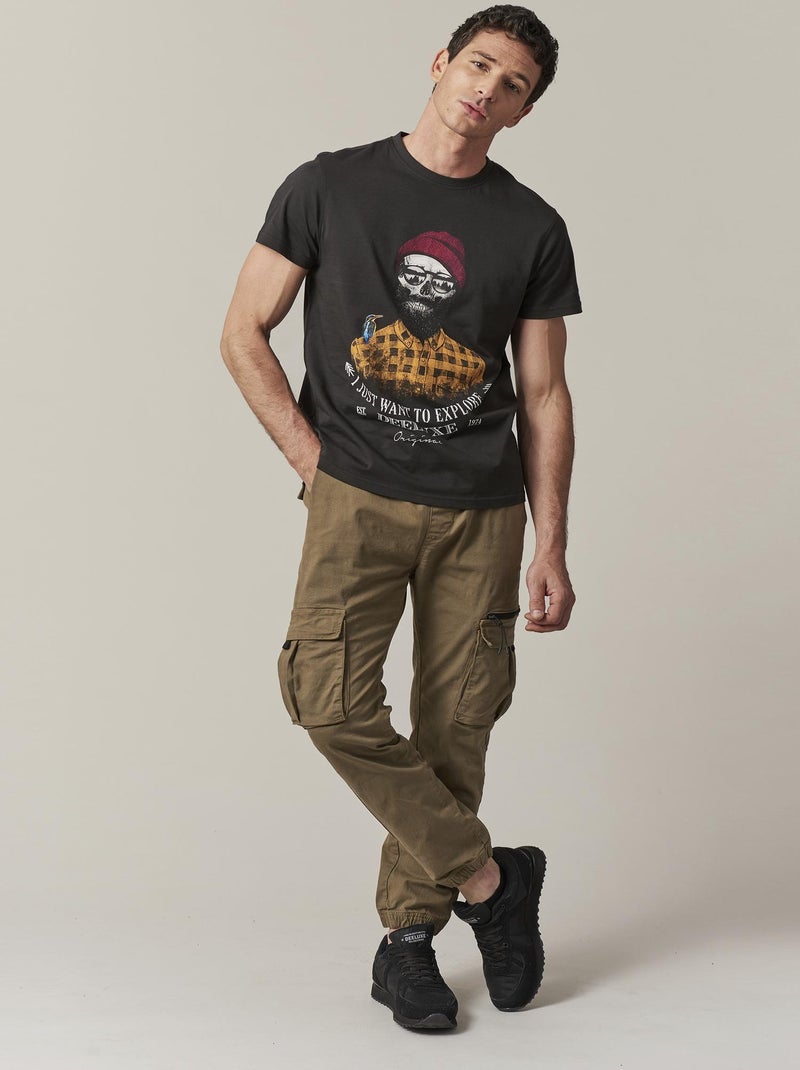 Pantalon cargo en coton  'Deeluxe' Kaki - Kiabi