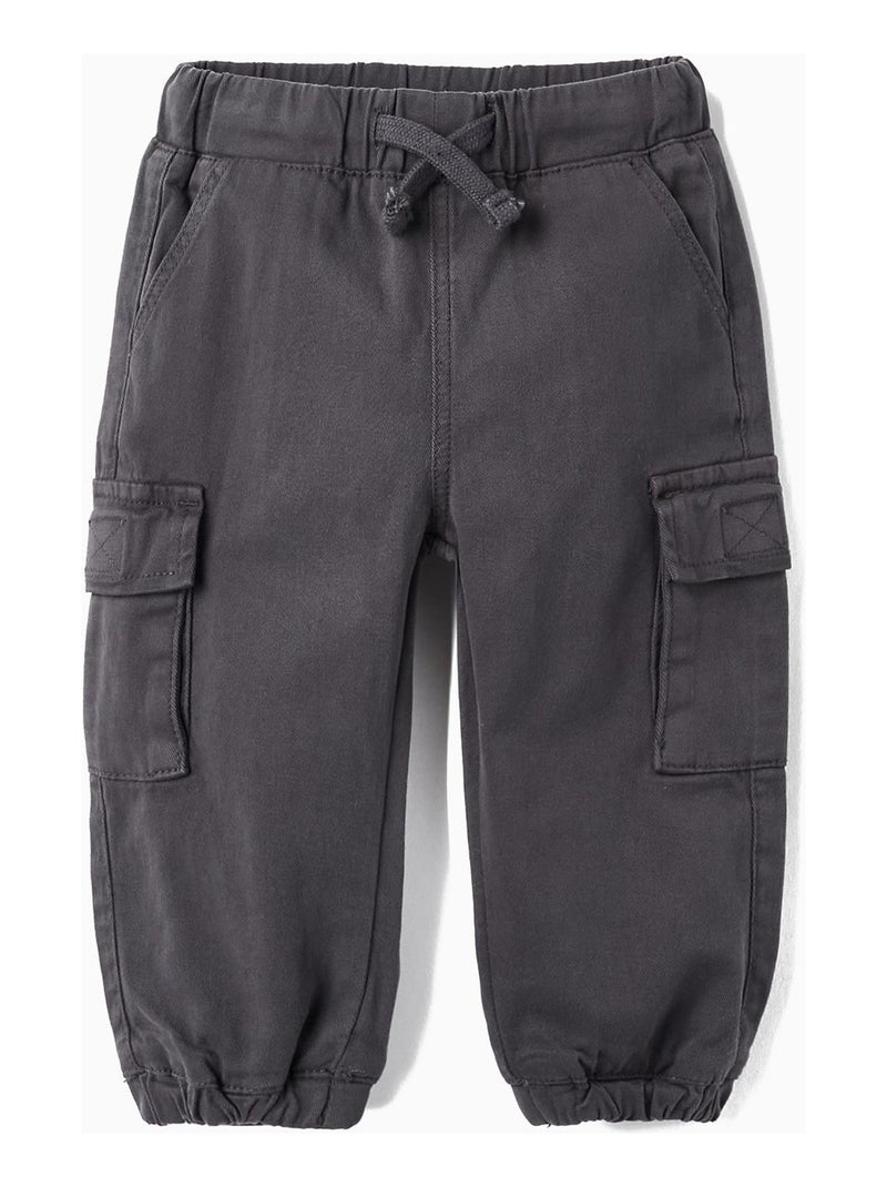 Pantalon Cargo en Coton pour Bébé Garçon   GREAT GOALS GREAT WORLD Gris foncé - Kiabi