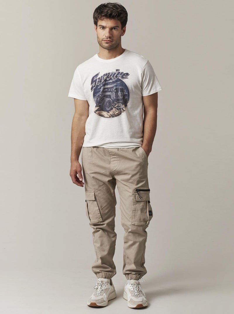 Pantalon cargo en coton pour homme 'Deeluxe' Beige gris - Kiabi