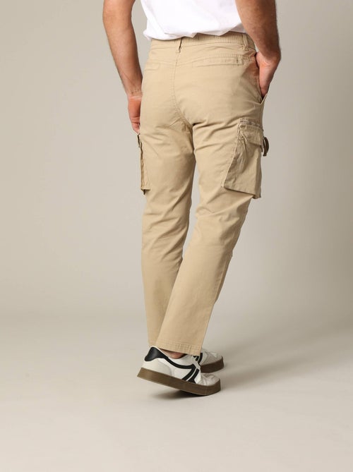Pantalon cargo en micro twill avec taille élastiquée et braguette à fermeture à glissière 'Deeluxe' - Kiabi