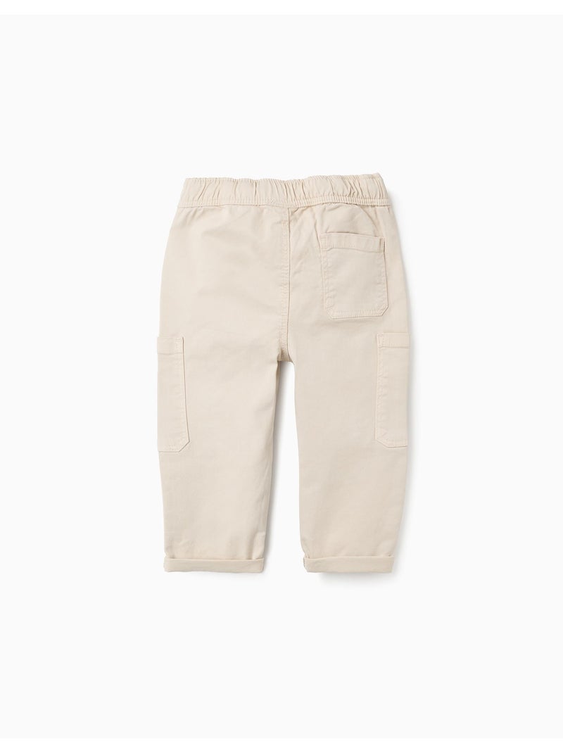 Pantalon Cargo en Sergé Beige clair - Kiabi
