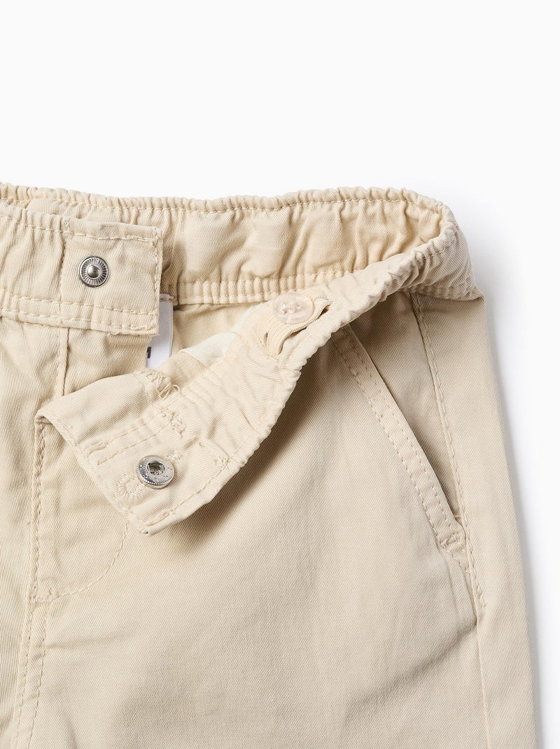 Pantalon Cargo en Sergé Beige clair - Kiabi