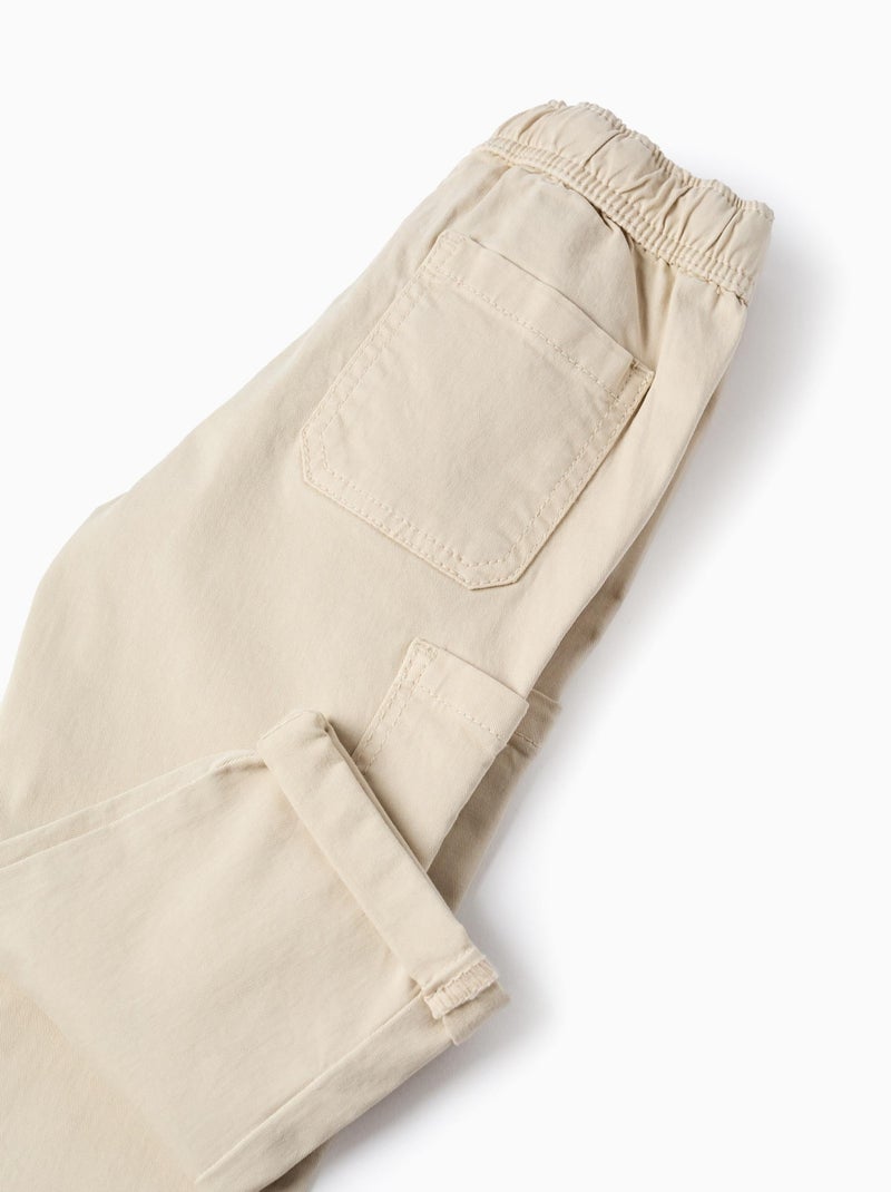 Pantalon Cargo en Sergé Beige clair - Kiabi