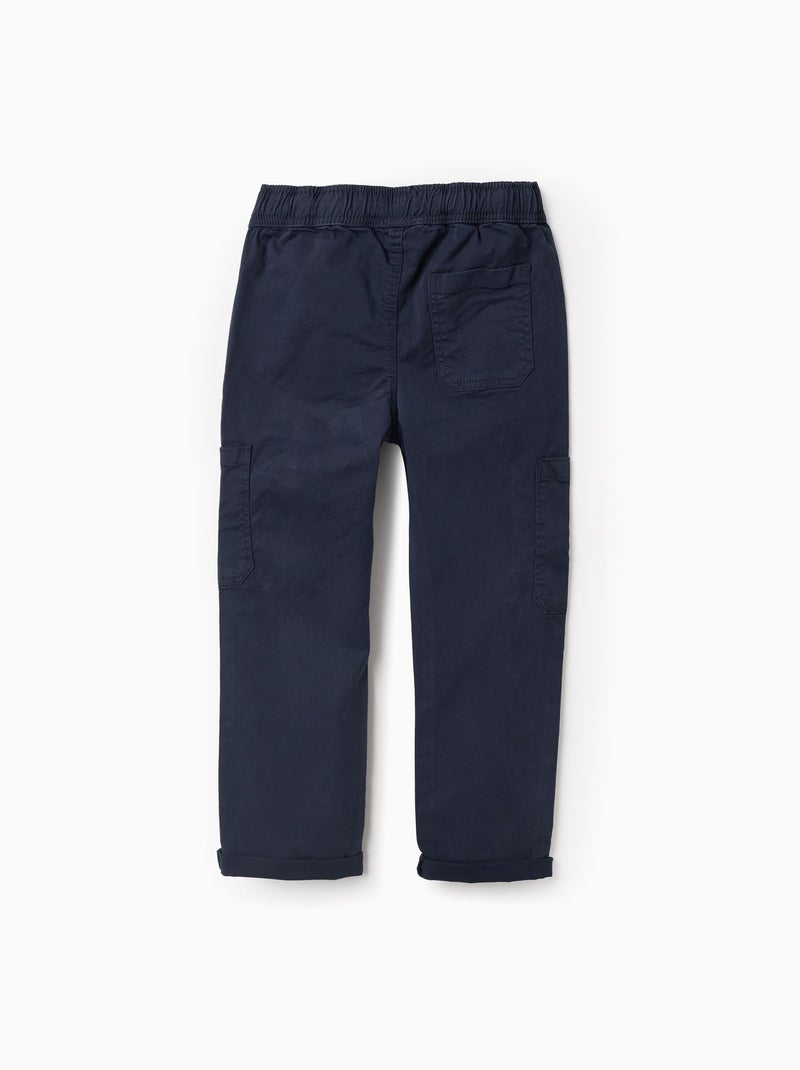 Pantalon Cargo en Sergé Bleu foncé - Kiabi
