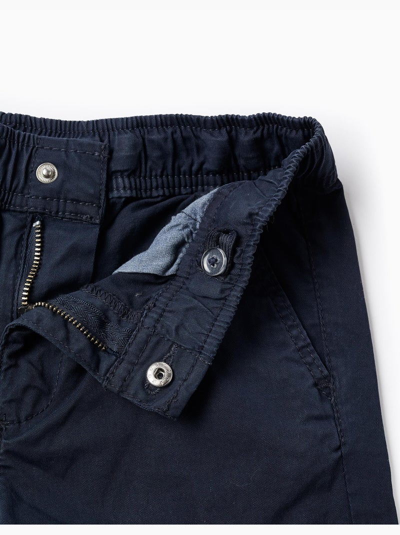 Pantalon Cargo en Sergé Bleu foncé - Kiabi