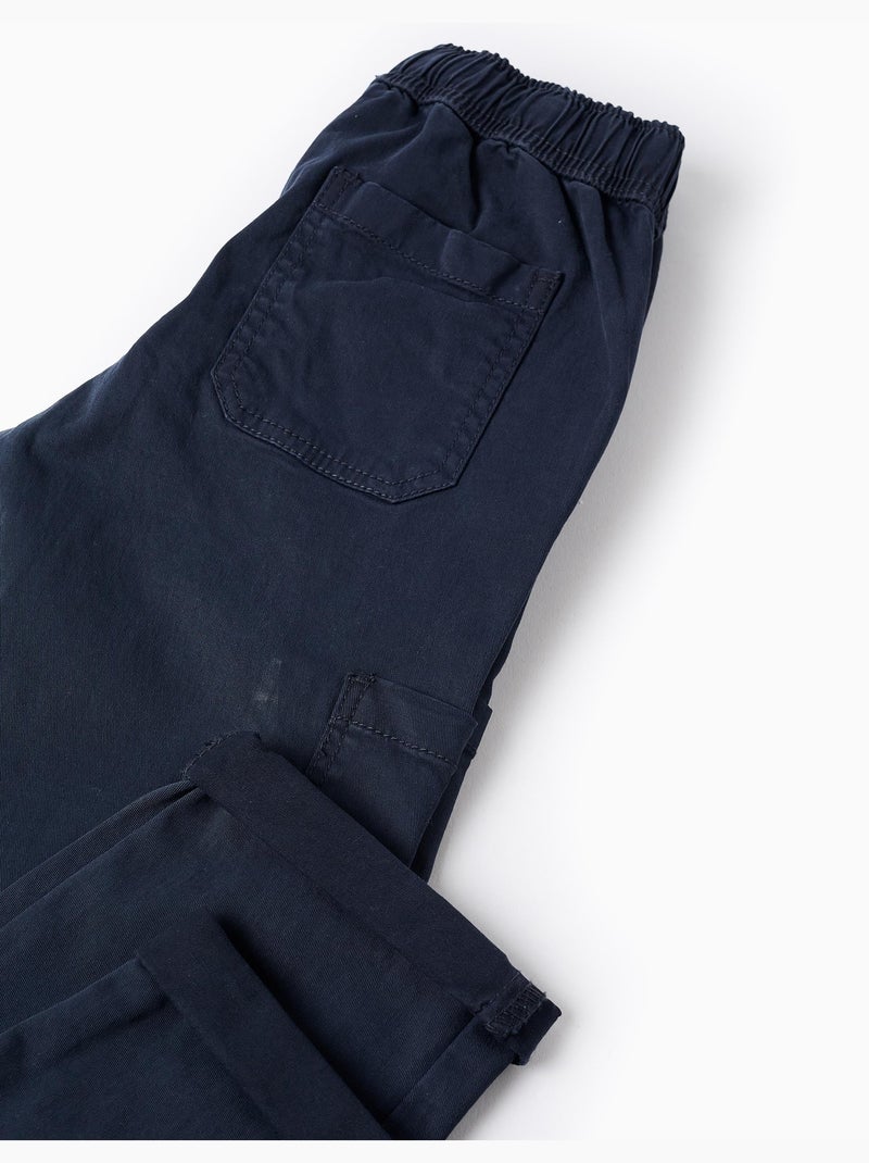 Pantalon Cargo en Sergé Bleu foncé - Kiabi