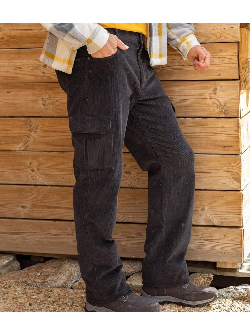 Pantalon Cargo En Velours Cotele - ATLAS FOR MEN Bleu anthracite - Kiabi