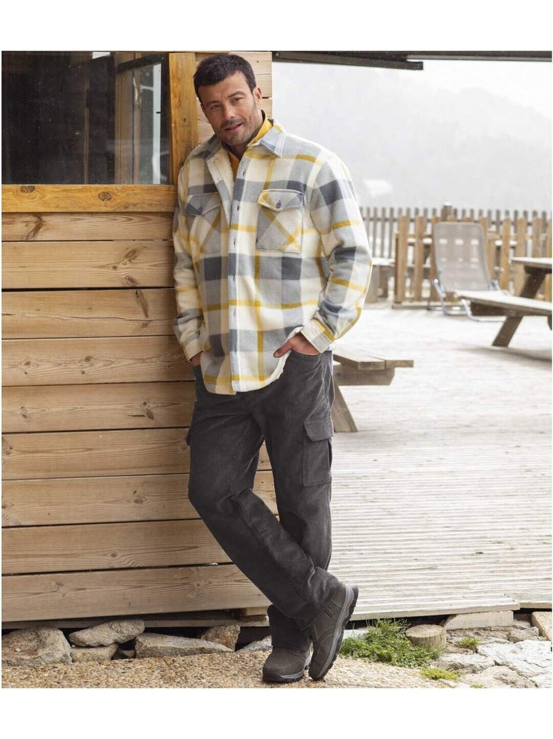 Pantalon Cargo En Velours Cotele - ATLAS FOR MEN Bleu anthracite - Kiabi