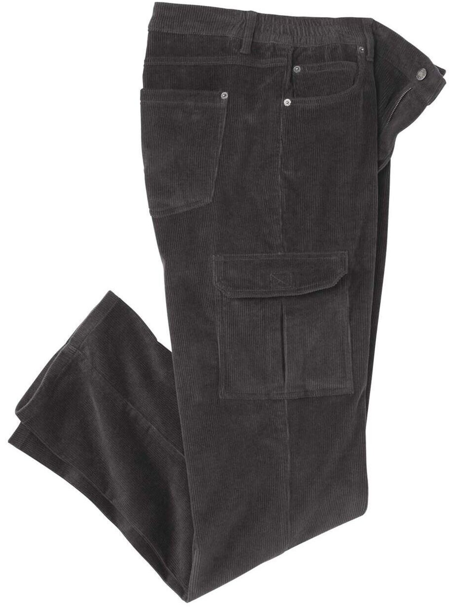Jupe Midi Crayon Poetry, Coton Velours Côtelé Gris, Taille 14, Boutons, Poches