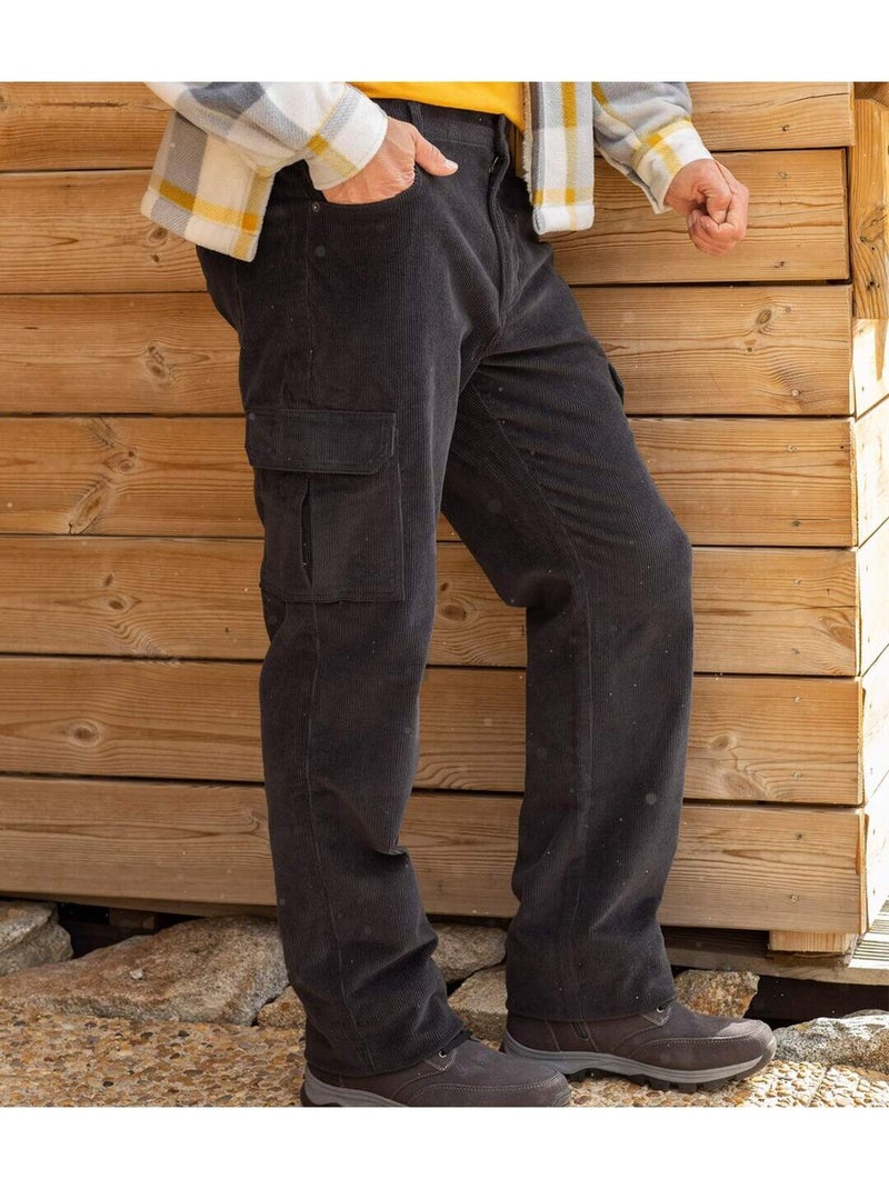 Pantalon Cargo en Velours Côtelé Anthracite  - Atlas For Men Bleu anthracite - Kiabi
