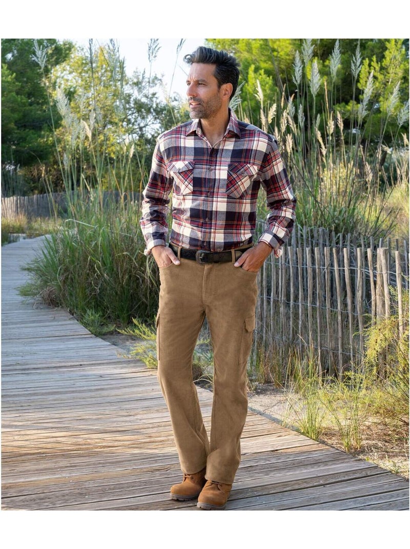 Pantalon Cargo en Velours Côtelé Confort   - ATLAS FOR MEN Beige - Kiabi