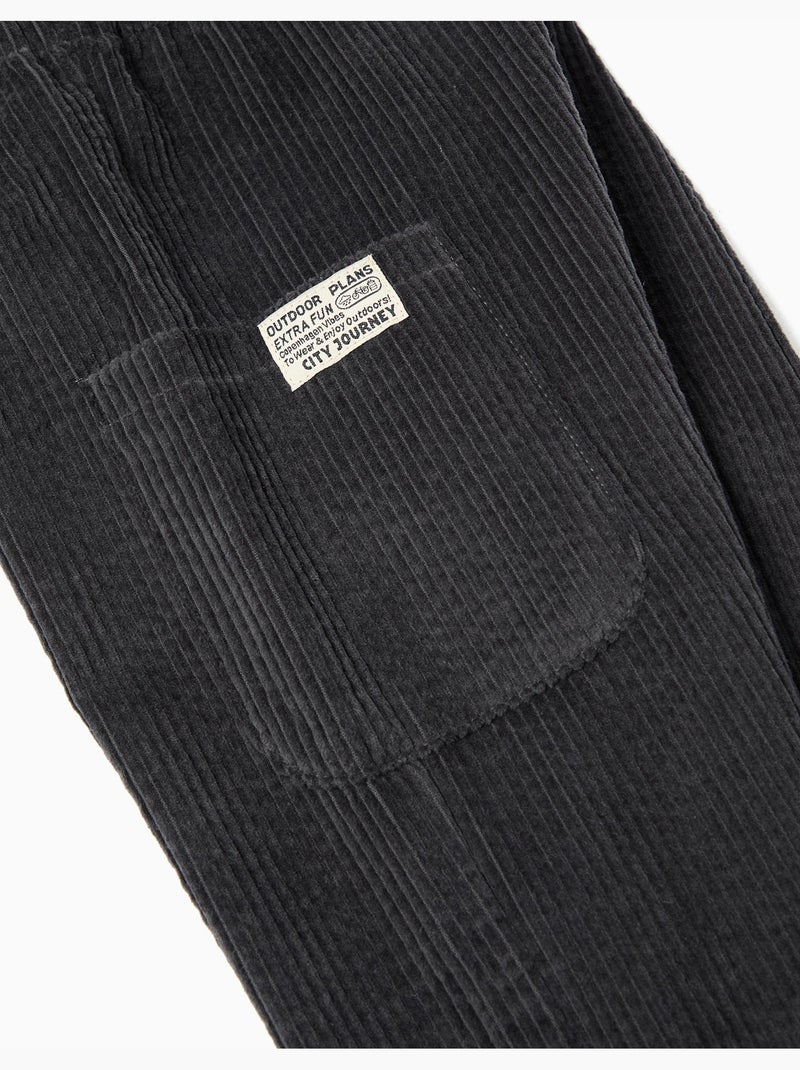 Pantalon cargo en velours côtelé, MO Fashion Gris - Kiabi