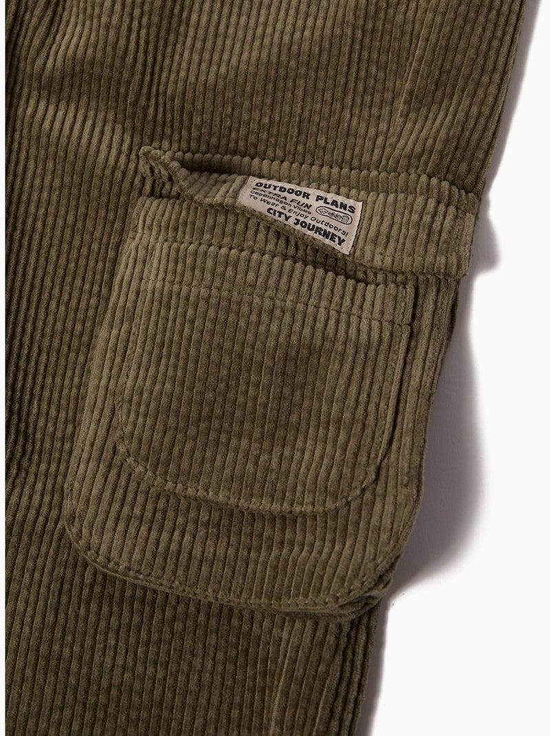 Pantalon cargo en velours côtelé, MO Fashion Vert - Kiabi