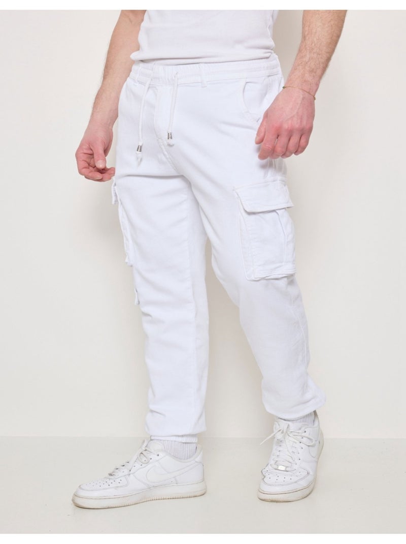 PANTALON CARGO Kebello Blanc - Kiabi