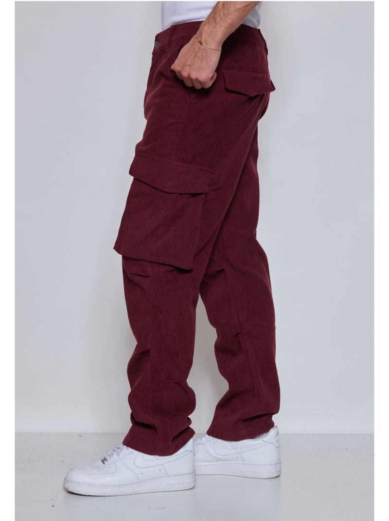 PANTALON CARGO Kebello Bordeaux - Kiabi
