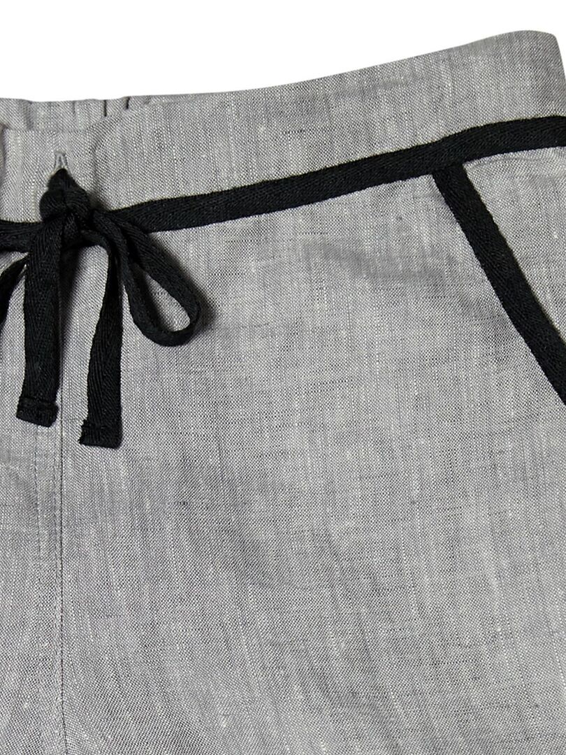 Pantalon cargo   lin  taille élastique  COOPER - 'LA FAUTE A VOLTAIRE' Gris Noir - Kiabi