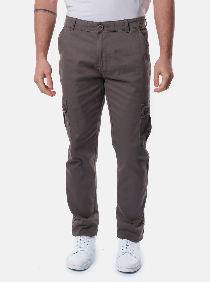 Pantalon cargo multi-poches Gris - Kiabi