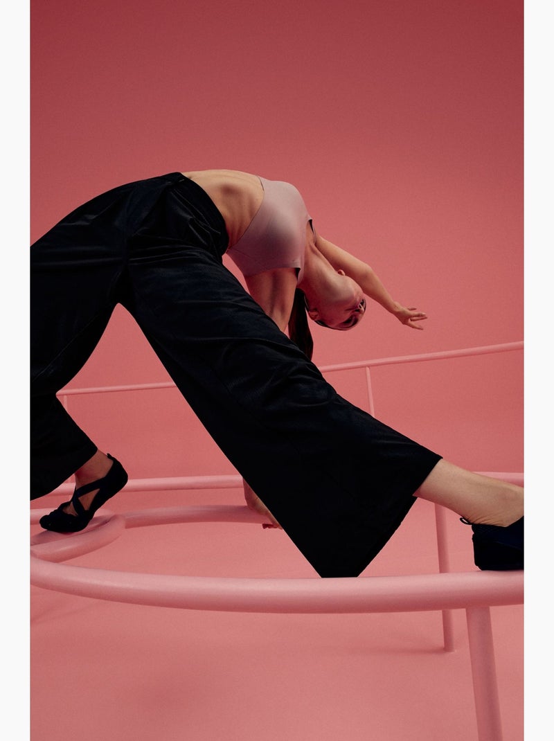 Pantalon cargo parachute plissé à taille haute penti Noir - Kiabi