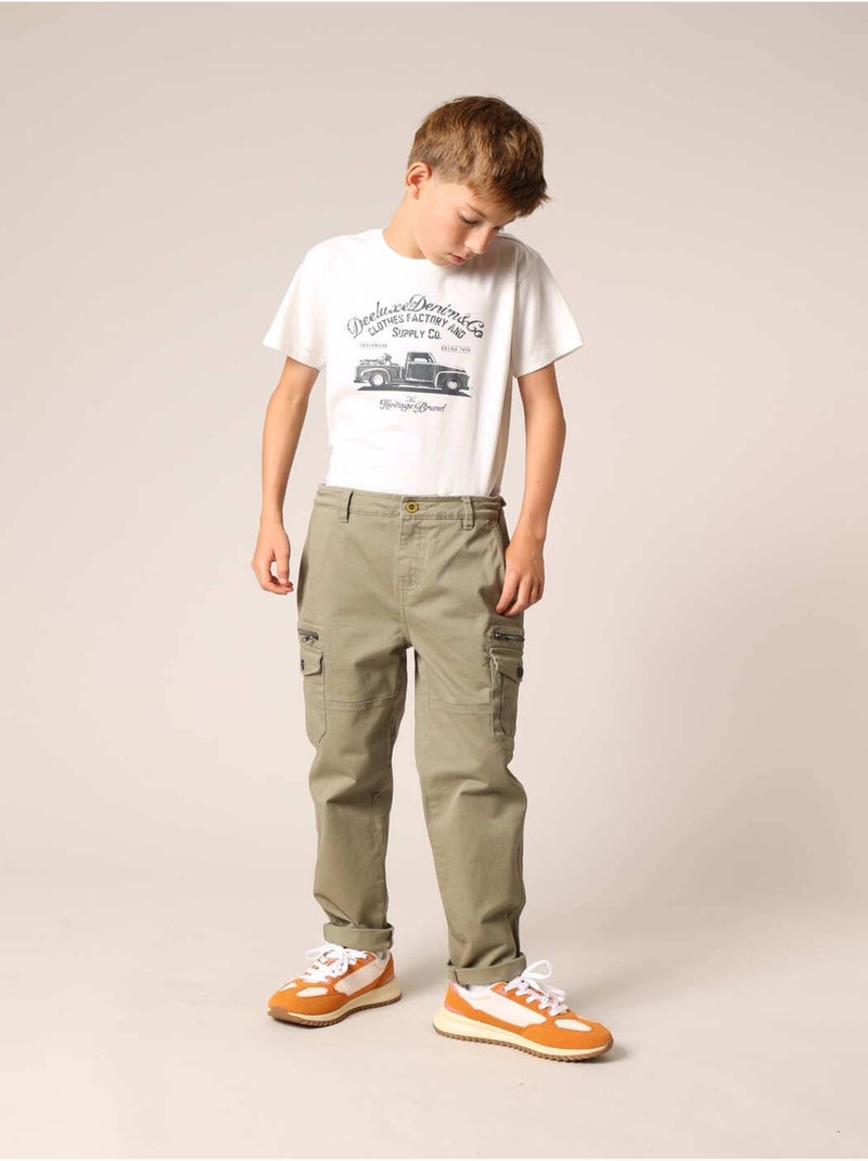 Pantalon cargo pour garçon 'Deeluxe' Marron cappuccino - Kiabi