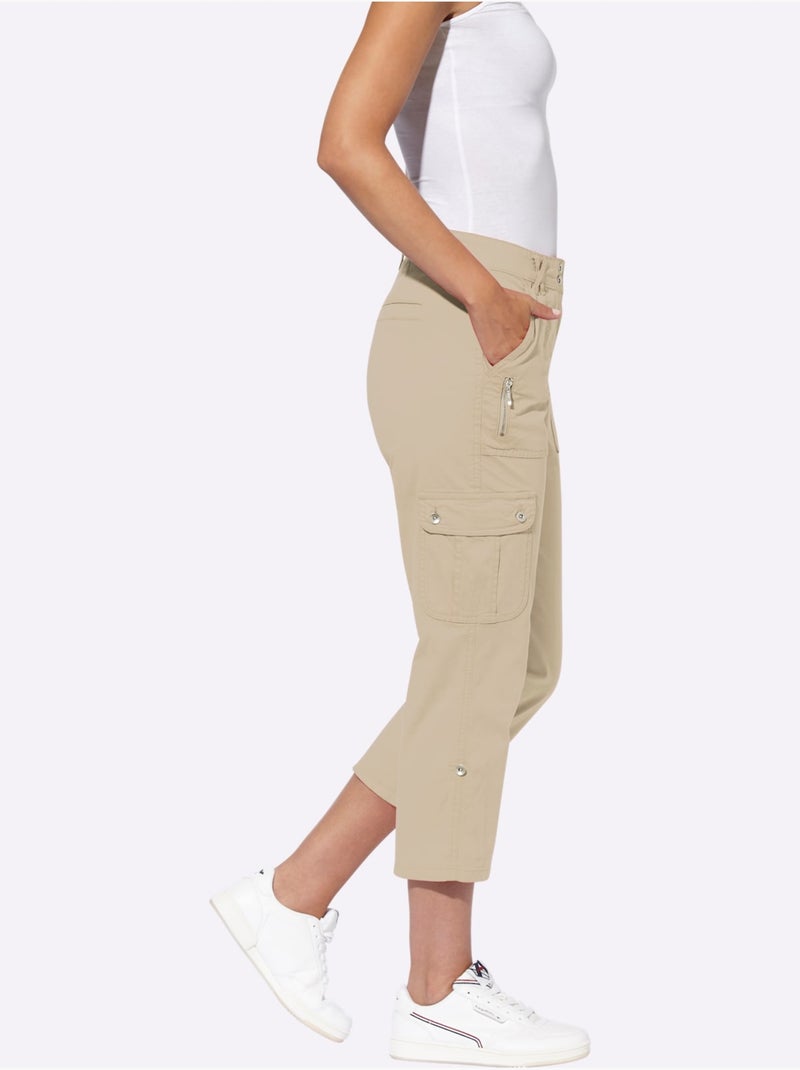 Pantalon Cargo Qualité Coton - Taille Standard - Helline Beige - Kiabi