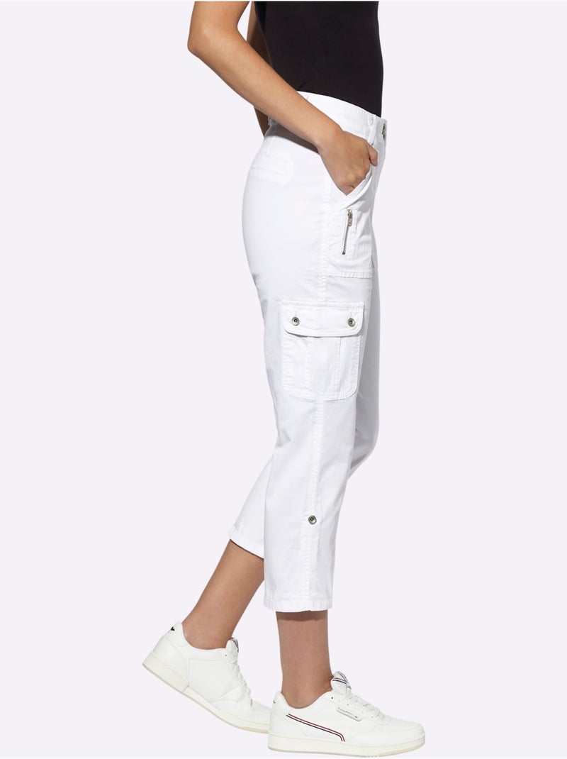 Pantalon Cargo Qualité Coton - Taille Standard - Helline Blanc - Kiabi