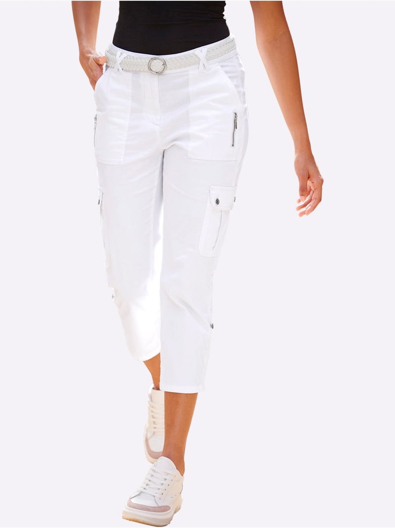 Pantalon Cargo Qualité Coton - Taille Standard - Helline Blanc - Kiabi