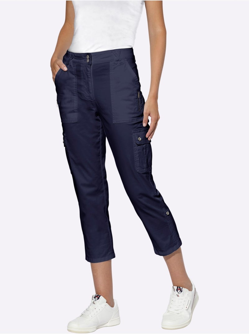 Pantalon Cargo Qualité Coton - Taille Standard - Helline Bleu marine - Kiabi