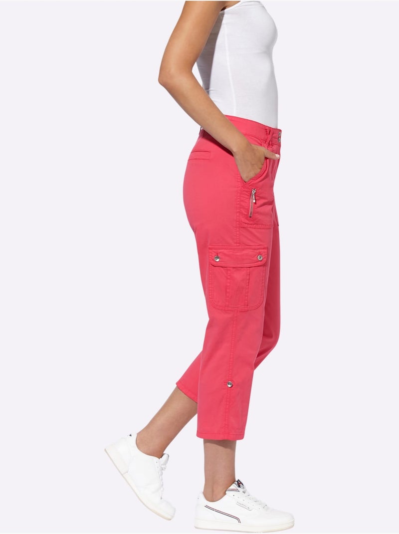 Pantalon Cargo Qualité Coton - Taille Standard - Helline Rose fushia - Kiabi