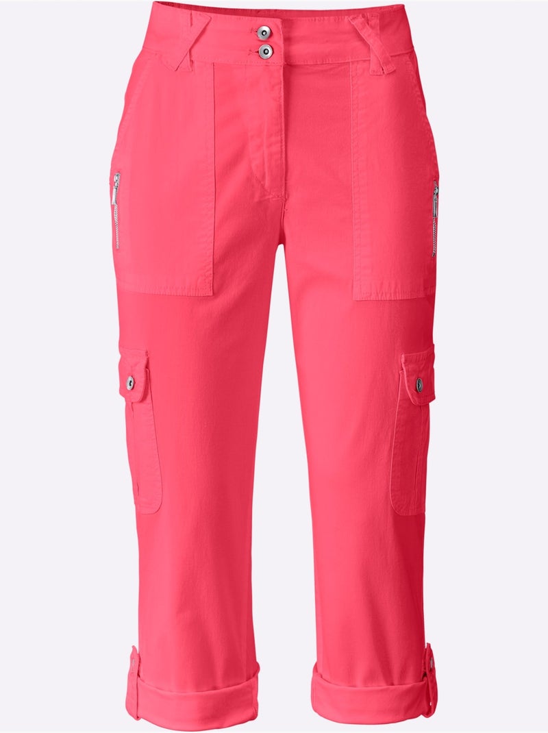 Pantalon Cargo Qualité Coton - Taille Standard - Helline Rose fushia - Kiabi