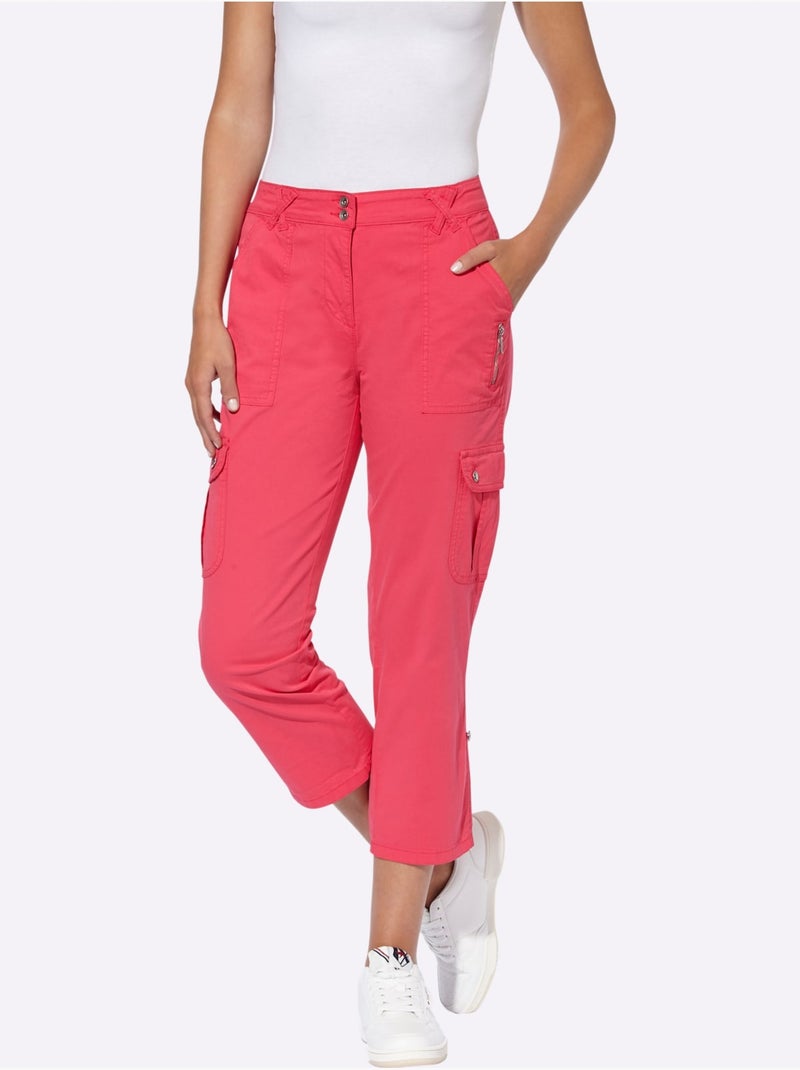 Pantalon Cargo Qualité Coton - Taille Standard - Helline Rose fushia - Kiabi