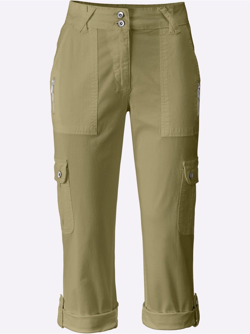 Pantalon Cargo Qualité Coton - Taille Standard - Helline Vert olive - Kiabi