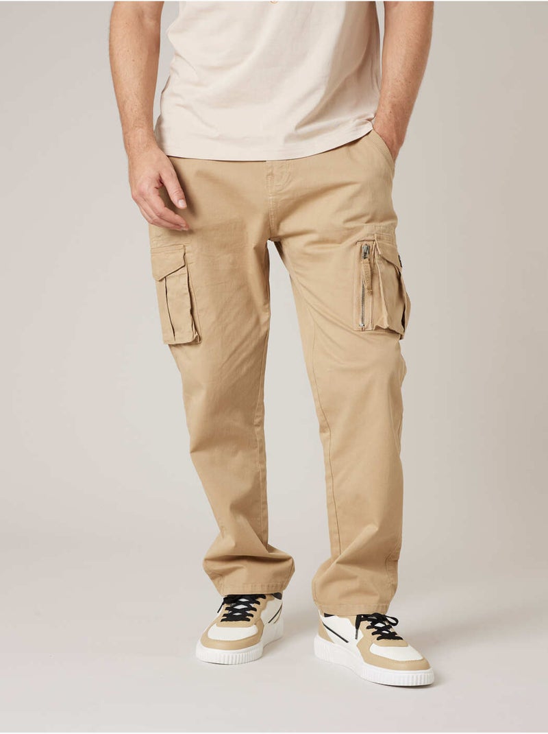 Pantalon cargo régular homme en coton 'Deeluxe' Beige sable - Kiabi