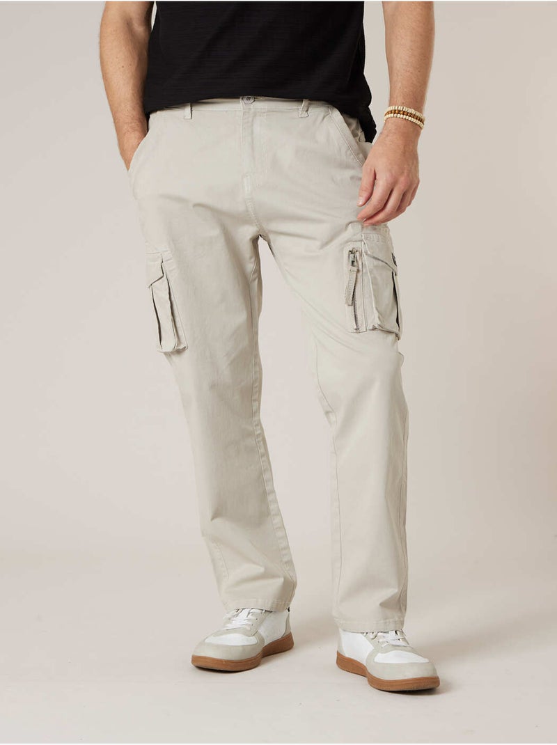 Pantalon cargo régular homme en coton 'Deeluxe' Gris - Kiabi