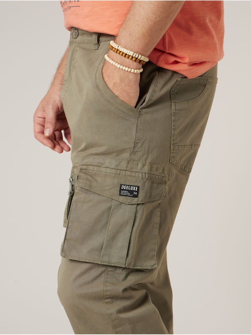 Pantalon cargo régular homme en coton 'Deeluxe' Vert kaki clair - Kiabi