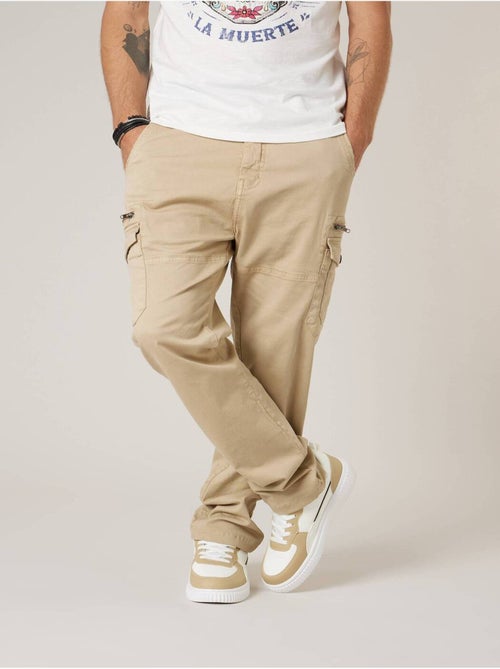 Pantalon cargo régular homme en coton stretch 'Deeluxe' - Kiabi