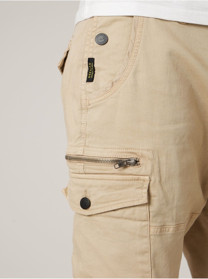 Pantalon cargo régular homme en coton stretch 'Deeluxe' Beige sable - Kiabi