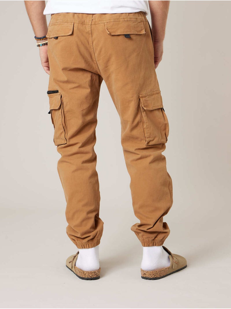Pantalon cargo régular homme en coton stretch 'Deeluxe' Marron cappuccino - Kiabi