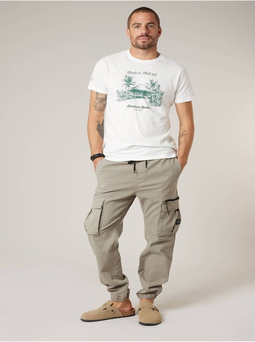 Pantalon cargo régular homme en coton stretch 'Deeluxe' - Kiabi