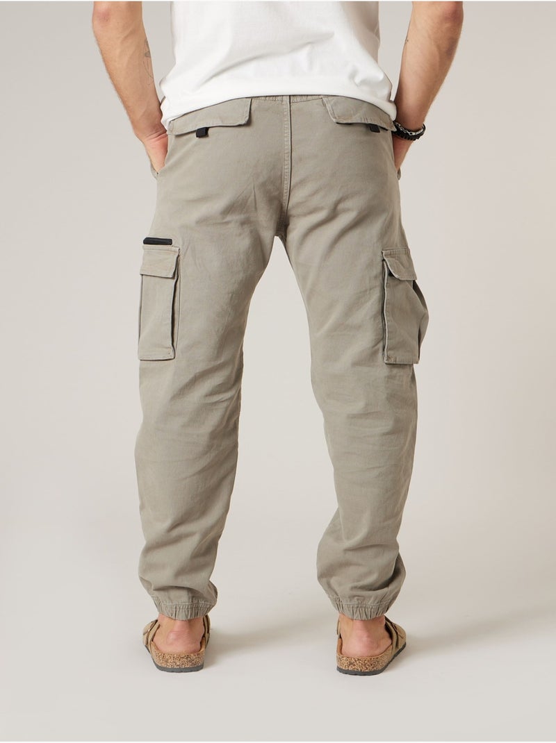 Pantalon cargo régular homme en coton stretch 'Deeluxe' Vert - Kiabi