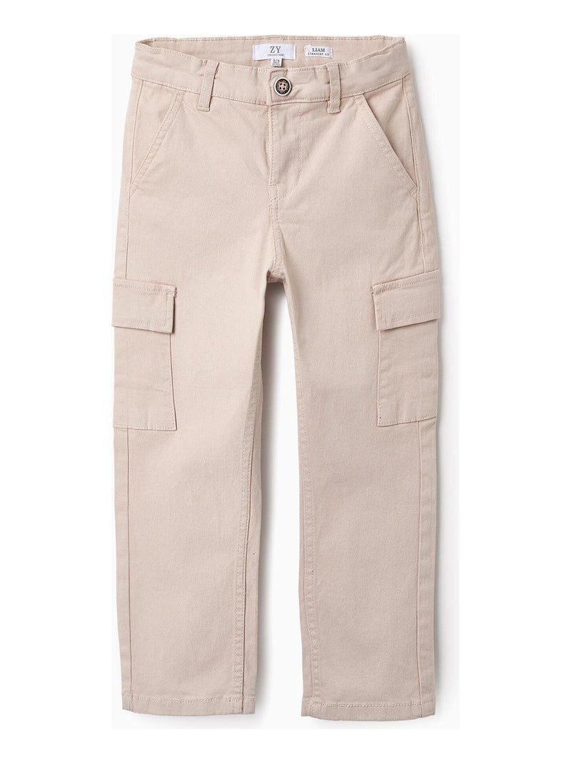 Pantalon cargo, sergé, coupe droite ISTANBUL Beige - Kiabi