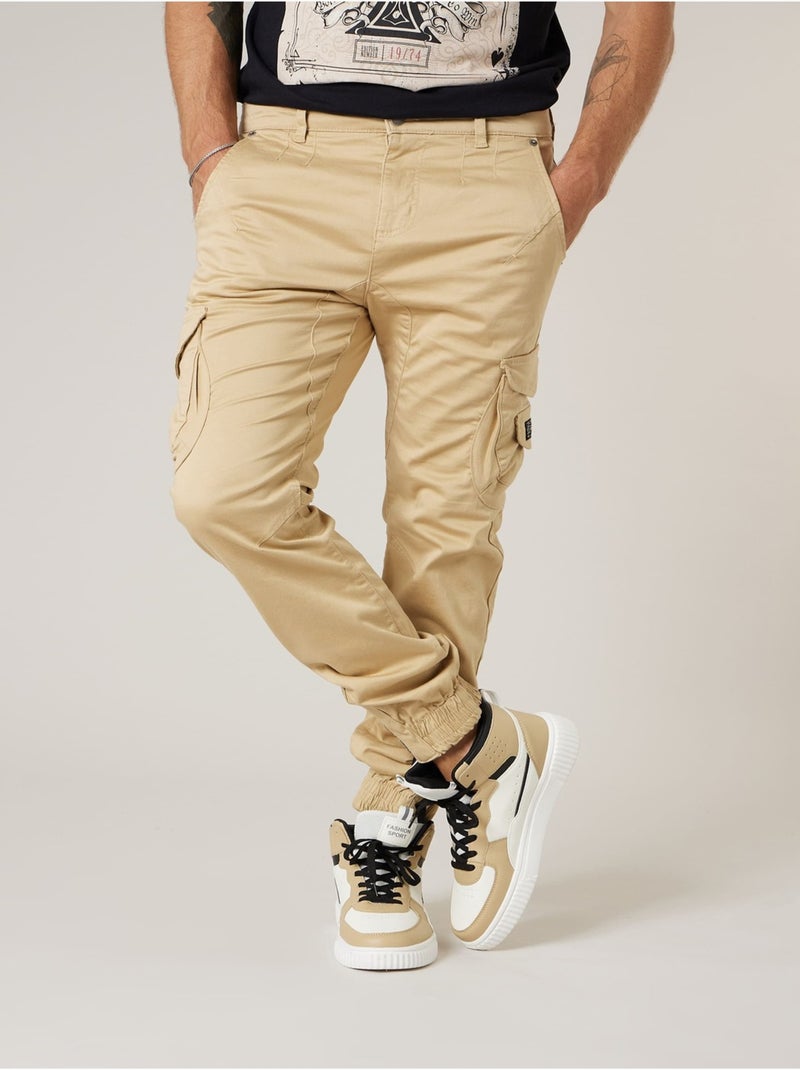 Pantalon cargo slim homme en coton 'Deeluxe' Beige sable - Kiabi