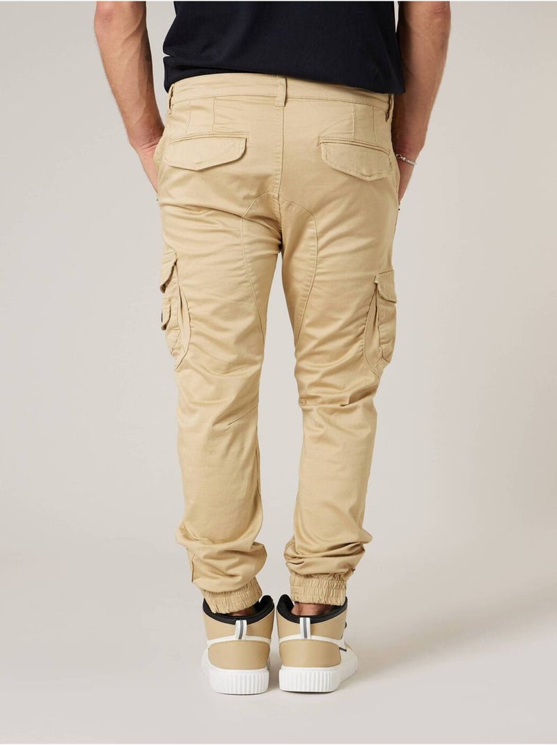 Pantalon cargo slim homme en coton 'Deeluxe' Beige sable - Kiabi