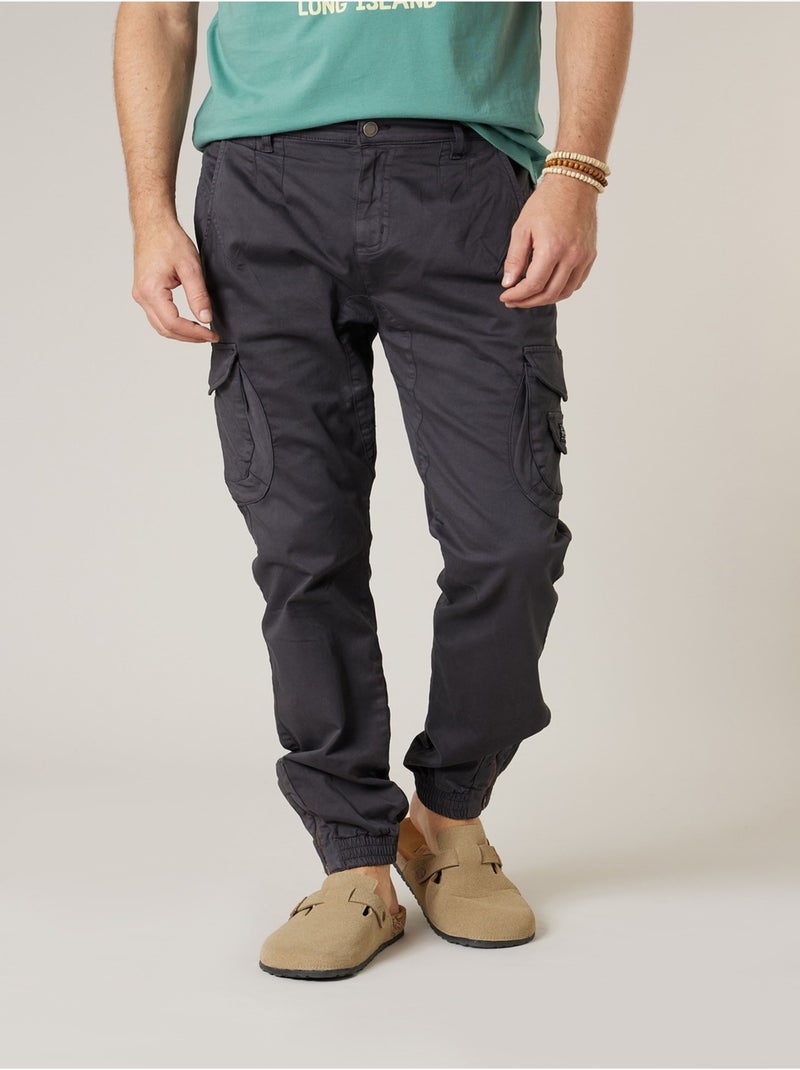Pantalon cargo slim homme en coton 'Deeluxe' gris anthracite - Kiabi