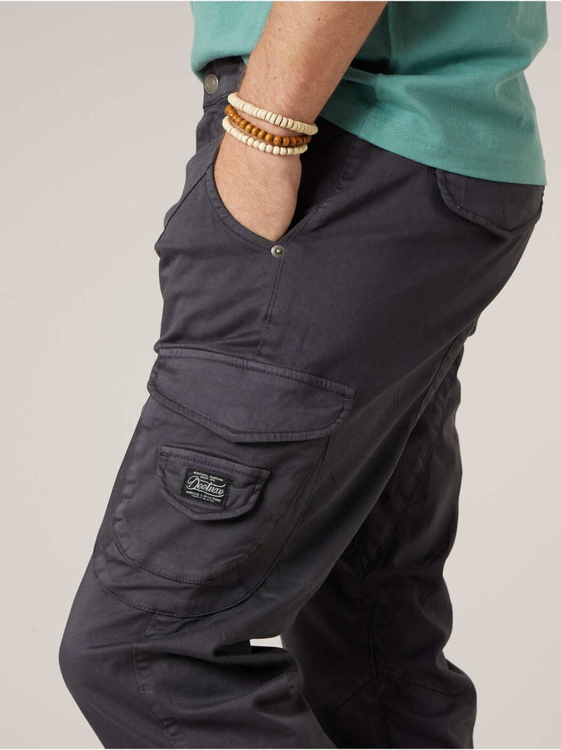 Pantalon cargo slim homme en coton 'Deeluxe' gris anthracite - Kiabi