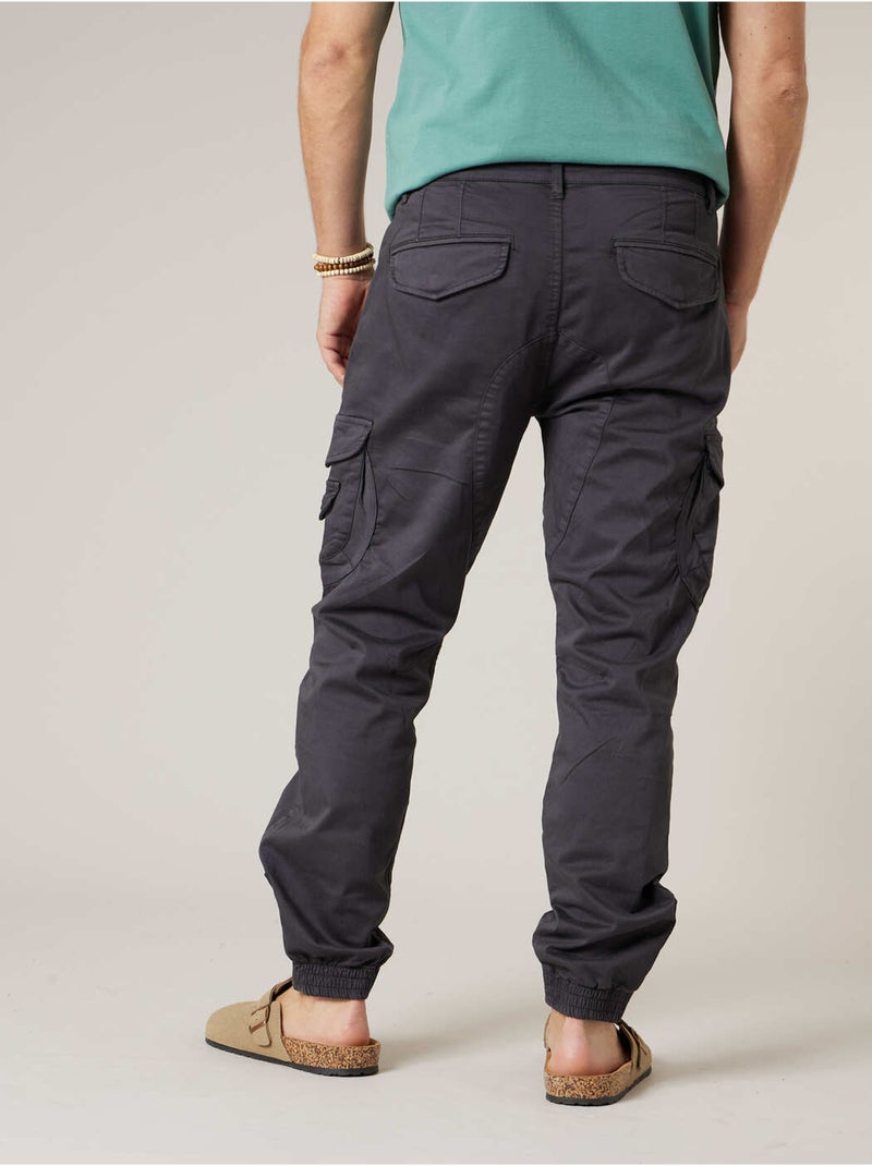 Pantalon cargo slim homme en coton 'Deeluxe' gris anthracite - Kiabi