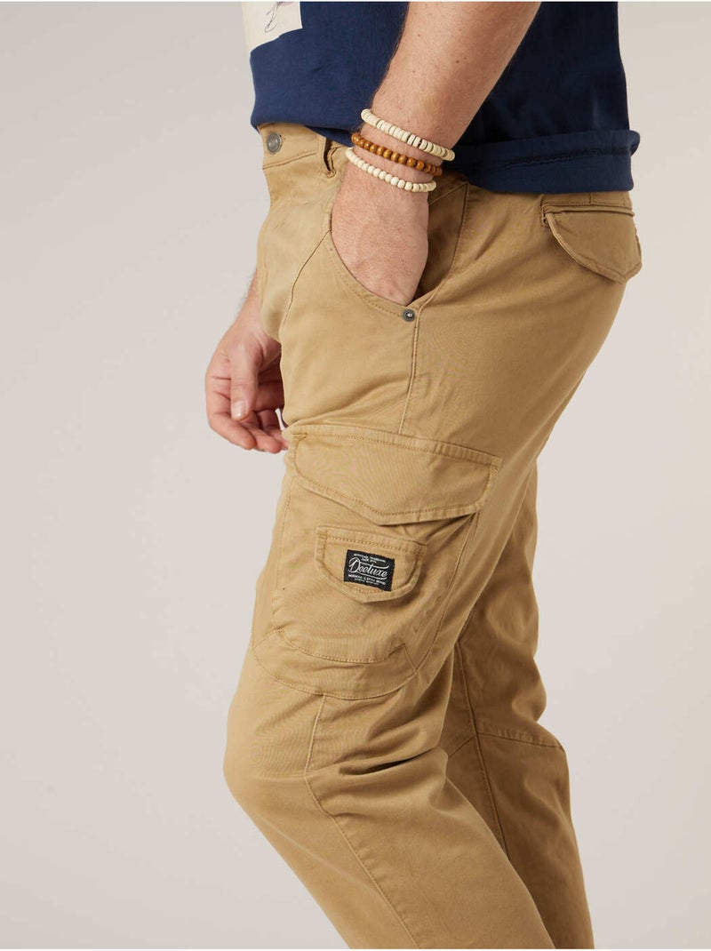 Pantalon cargo slim homme en coton 'deeluxe' Marron cappuccino - Kiabi