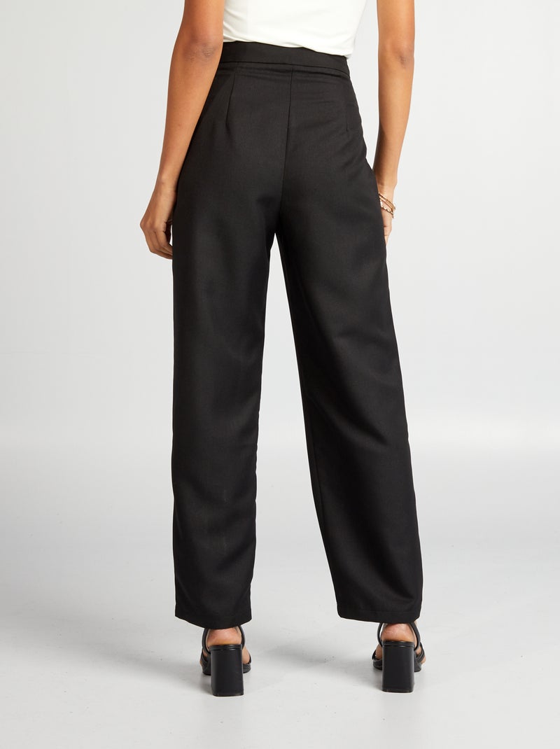Pantalon carotte avec boutons bas de jambe noir - Kiabi