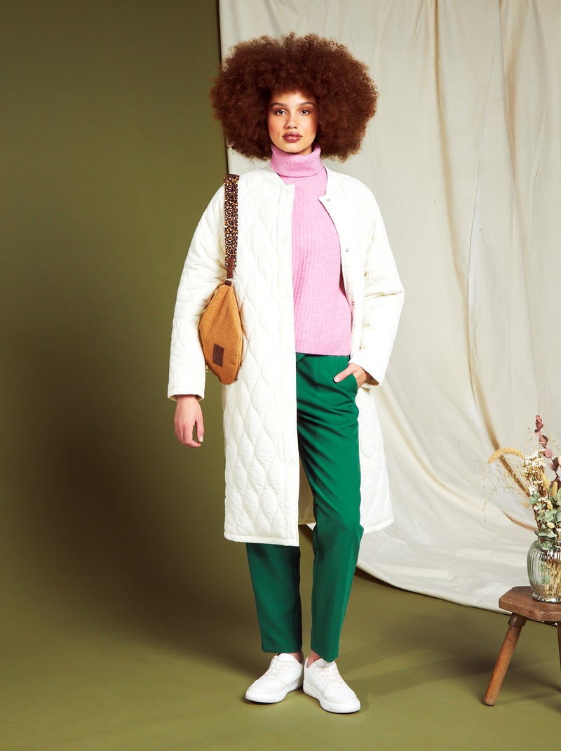 Pantalon carotte avec ceinture Vert - Kiabi