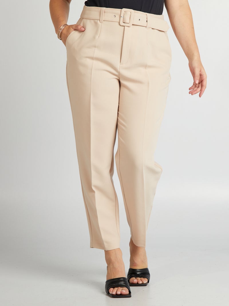 Pantalon carotte Beige - Kiabi